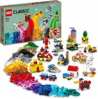 LEGO 11021 Classic 90 Anni di Gioco, Scatola con Mattoncini Colorati per 15 Mini Costruzioni di Modelli Iconici come un Treno Giocattolo, Giochi per Bambini